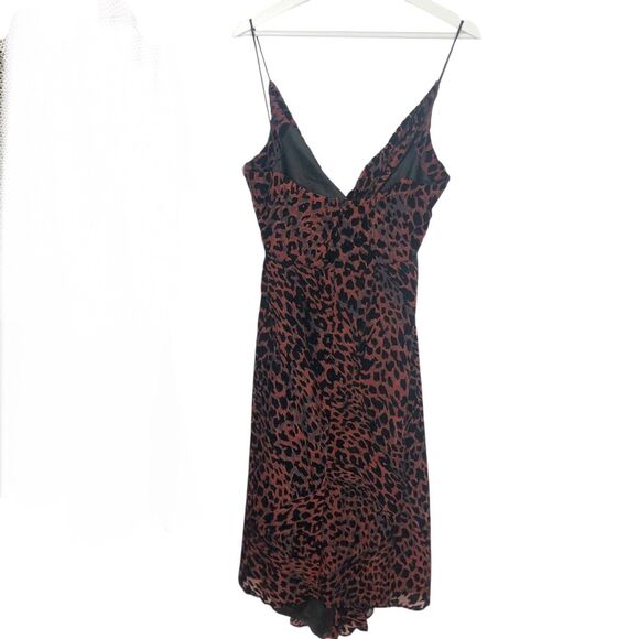 MISHA RED LEOPARD HARPA DRESS Burnout Velvet Front Slit Lined US 10 $419.95 - Picture 7 of 13